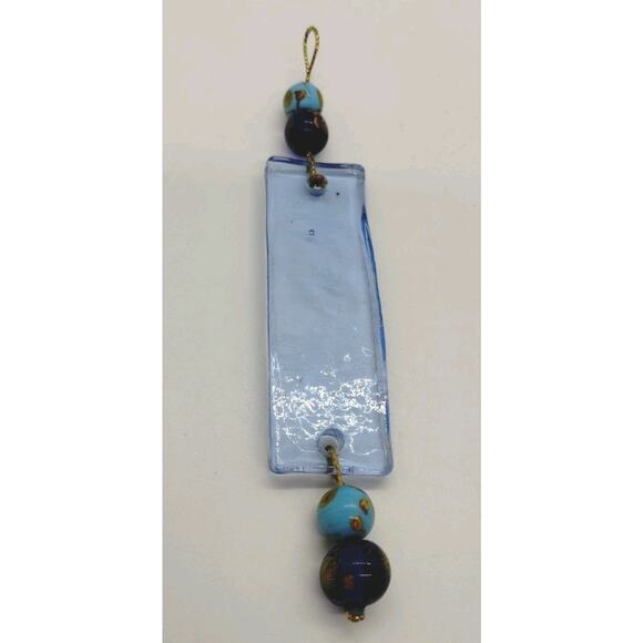 Transparent Blue Glass Pendant Ornament Keychain - Picture 1 of 4